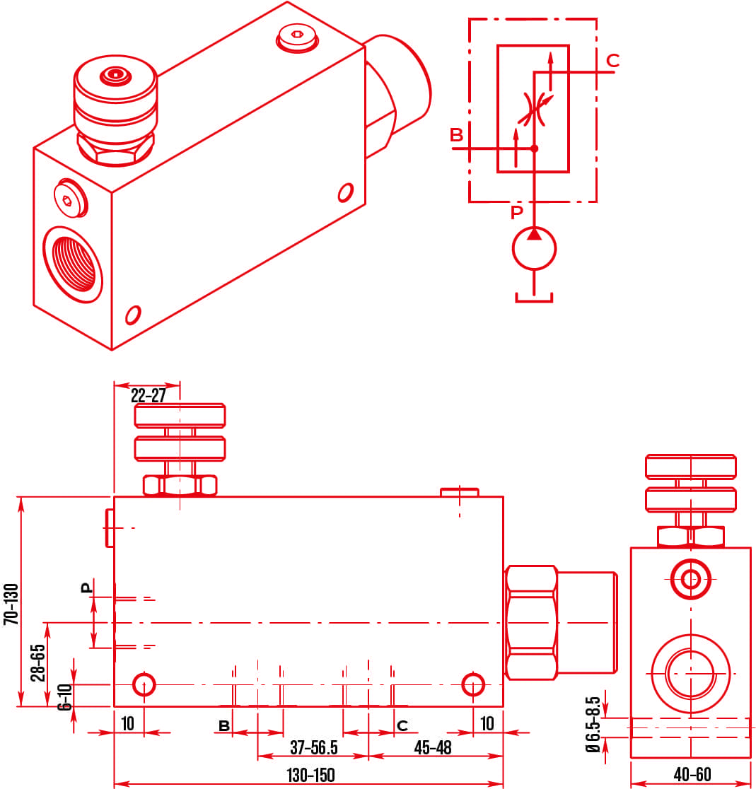 CBF 3 Port Priority Flow Control Valve