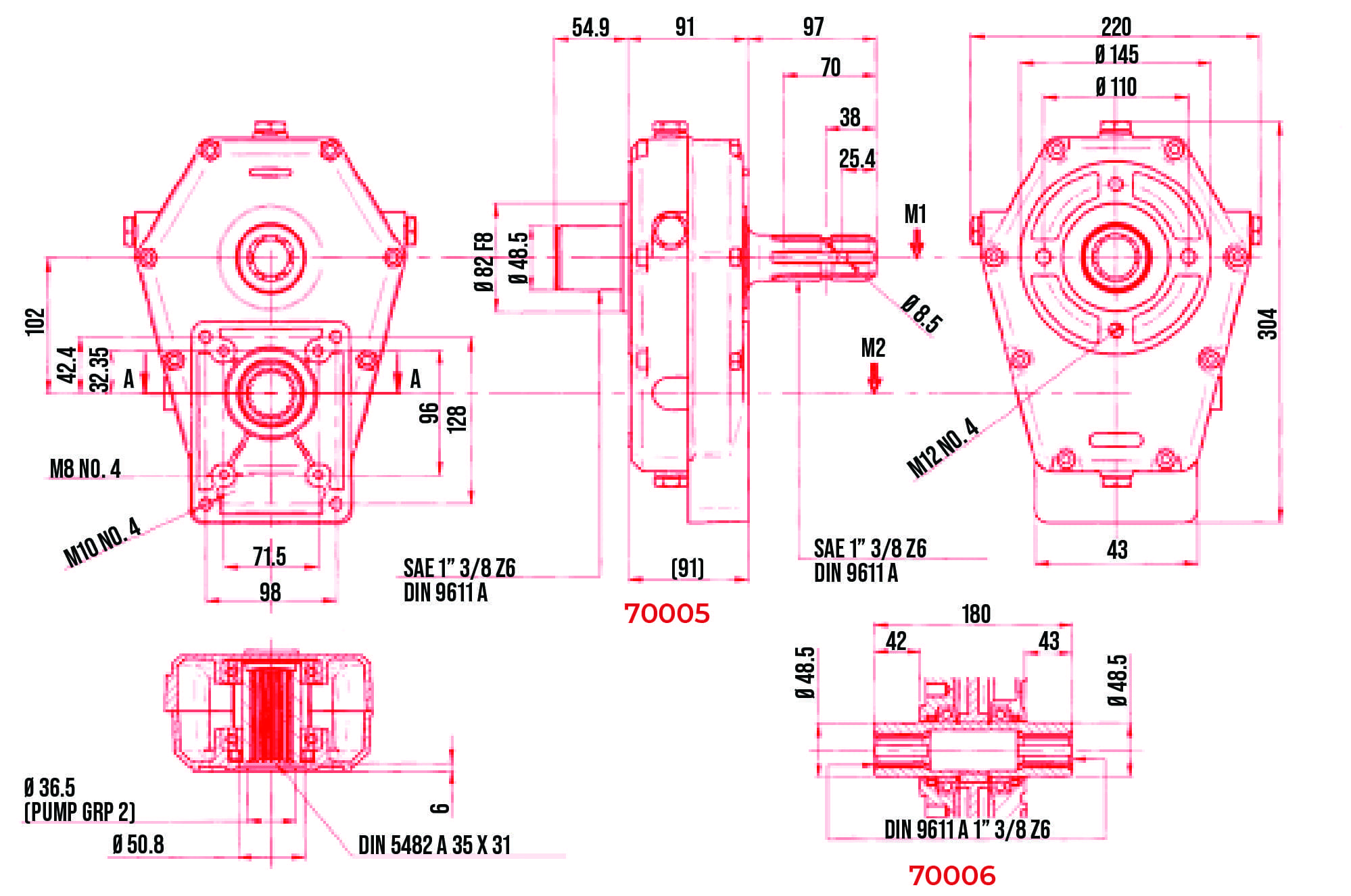 BORELLI PTO STEP UP GEARBOX 70012-13 series CAST IRON - Image 2