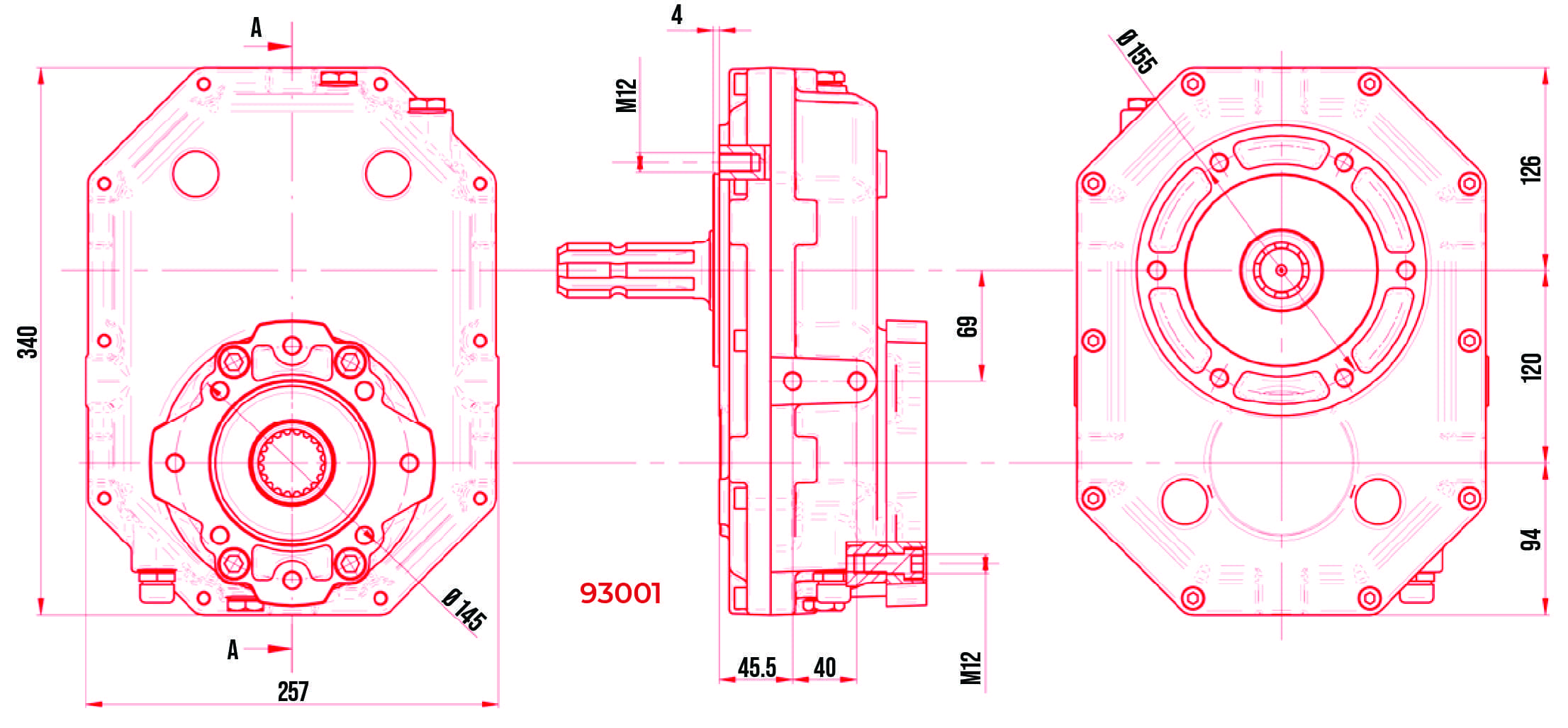 BORELLI PTO STEP UP GEARBOX 93000 series CAST IRON